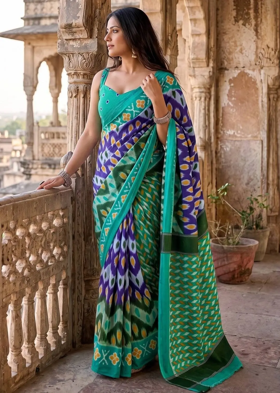 Mulmul Ikkat Saree